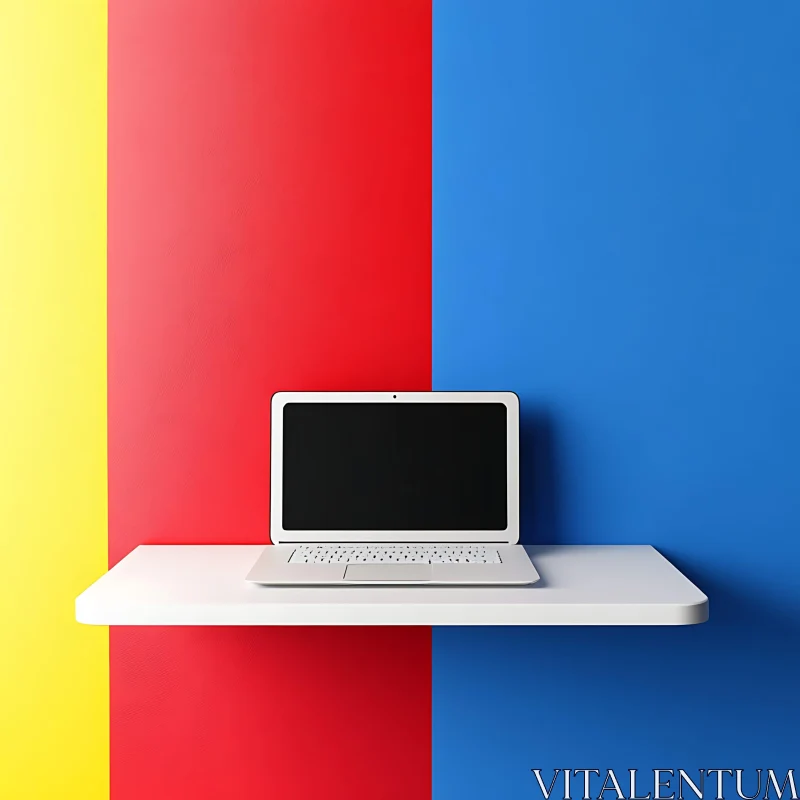 Stylish Laptop with Colorful Wall AI Image