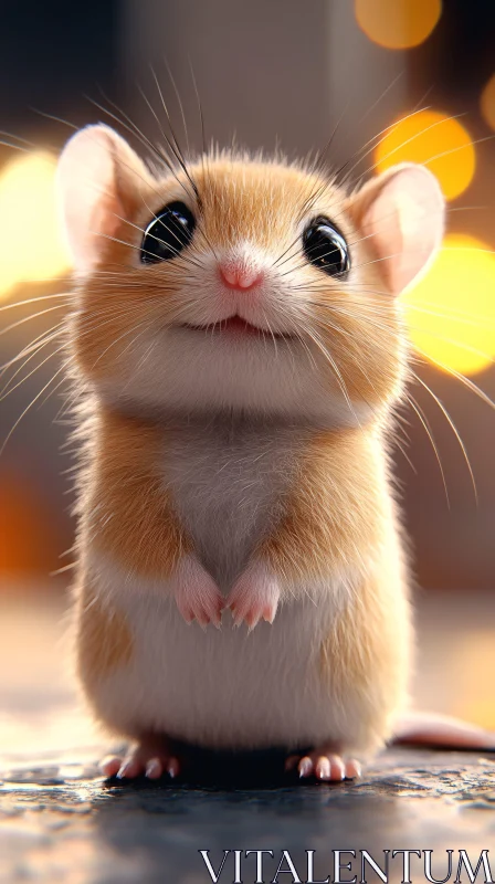 Cute Hamster in Warm Bokeh Lighting AI Image