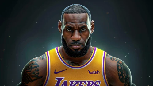 LeBron James Lakers Jersey Portrait