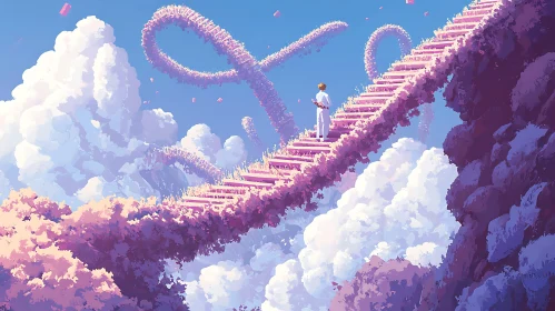 Ascension Dream: Floral Stairway Art