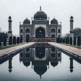 Symmetrical Taj Mahal Reflection Art