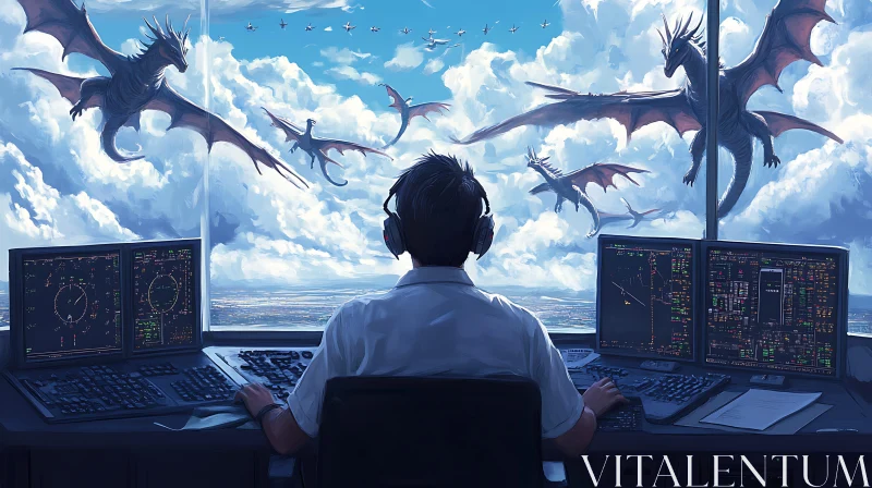 AI ART Sky Full of Dragons