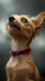 Curious Terrier Puppy Looking Up