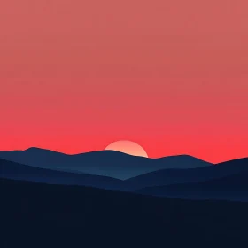 Minimalist Mountain Sunset Landscape