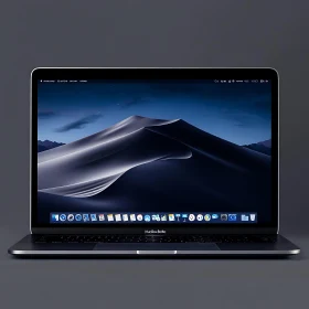 Metallic Laptop Featuring Calm Desert at Dusk