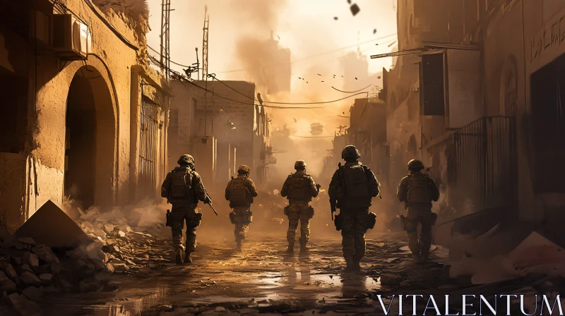 Urban Warfare: Soldiers on Patrol AI Image