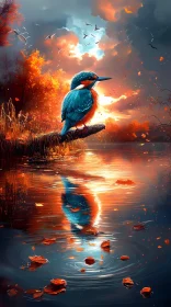 Tranquil Kingfisher by the Lake