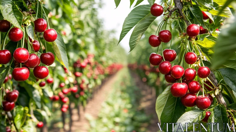 Bountiful Cherry Orchard in Full Bloom AI Image