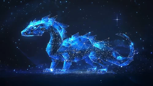 Geometric Dragon in Starry Night