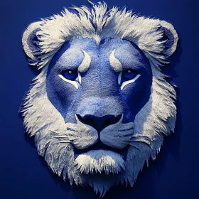 Blue Lion Paper Sculpture