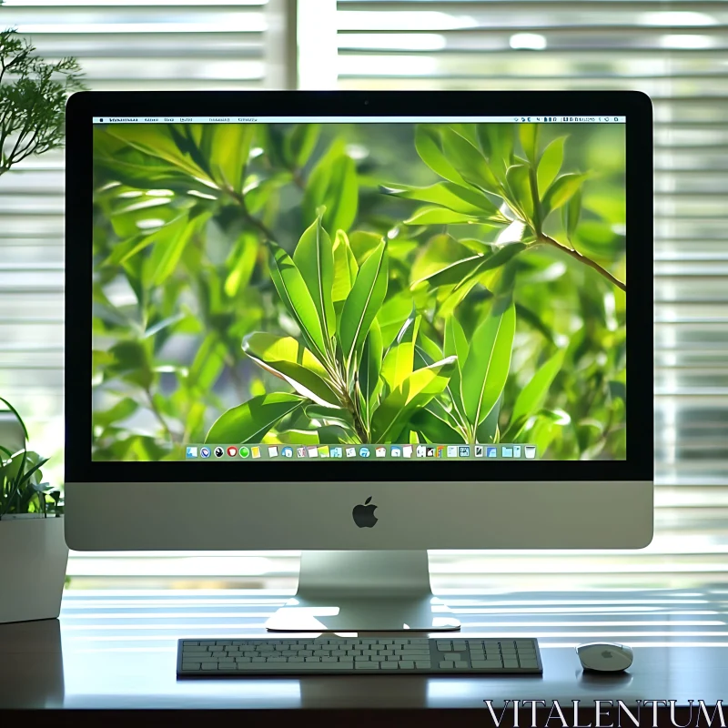 Stylish Office Workspace with Apple Desktop AI Image