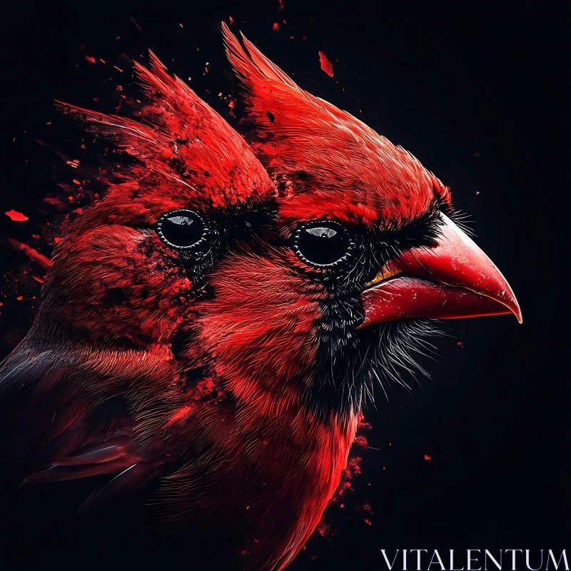 Crimson Cardinal Close-Up AI Image