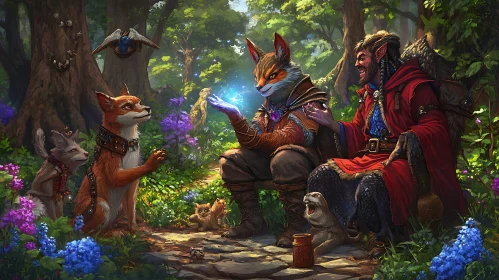 Mystical Woodland Meeting of Animal Friends