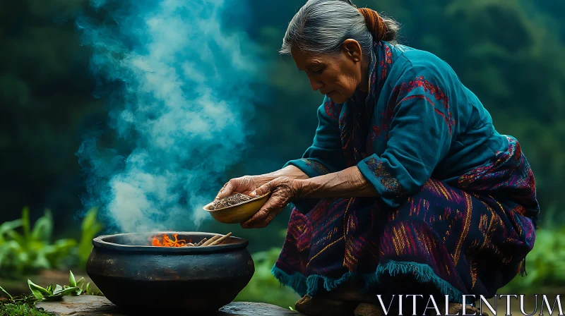 AI ART Mystical Ritual with Elder Woman