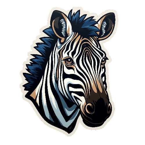 Cartoon Zebra Head for T-Shirt Design - Serious Expression POD Design