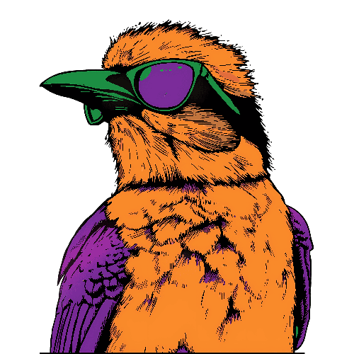 POD Design Colorful Bird with Sunglasses Vector Illustration