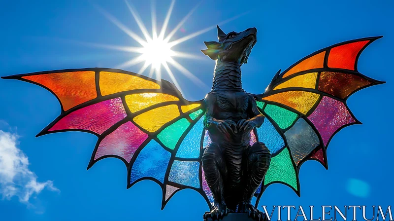 AI ART Colorful Dragon Statue Soaring in the Sky