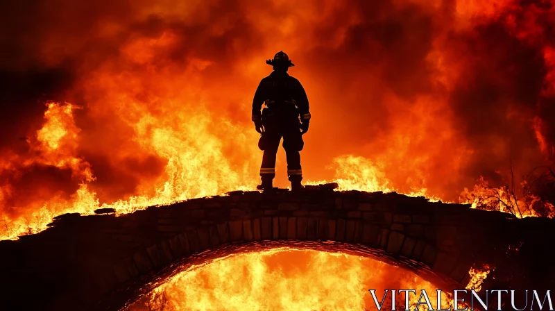 AI ART Firefighter's Valor Amidst Flames