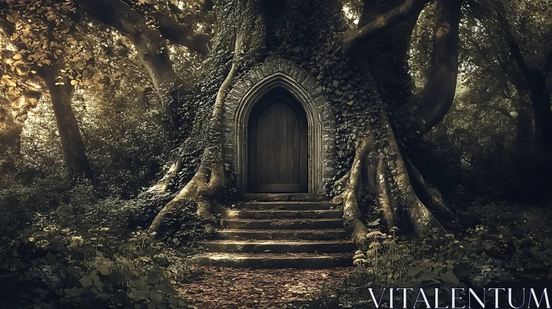 Mystical Tree Entrance AI Image