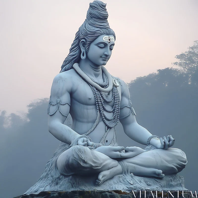 Meditative Shiva Statue: A Peaceful Depiction AI Image