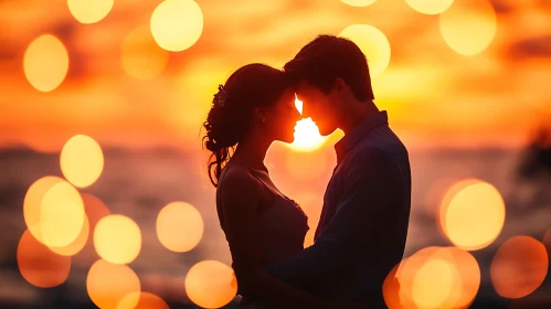 Silhouette of Couple at Sunset