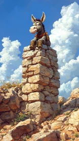 Donkey on a Tower with Clouds