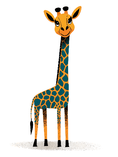 POD Design Whimsical Cartoon Giraffe with Teal Spots for Cute Apparel