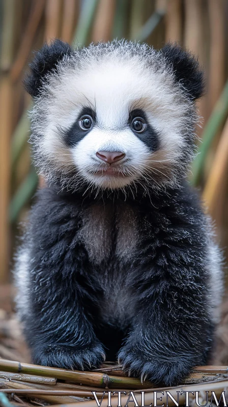 Fluffy Panda Cub Portrait AI Image