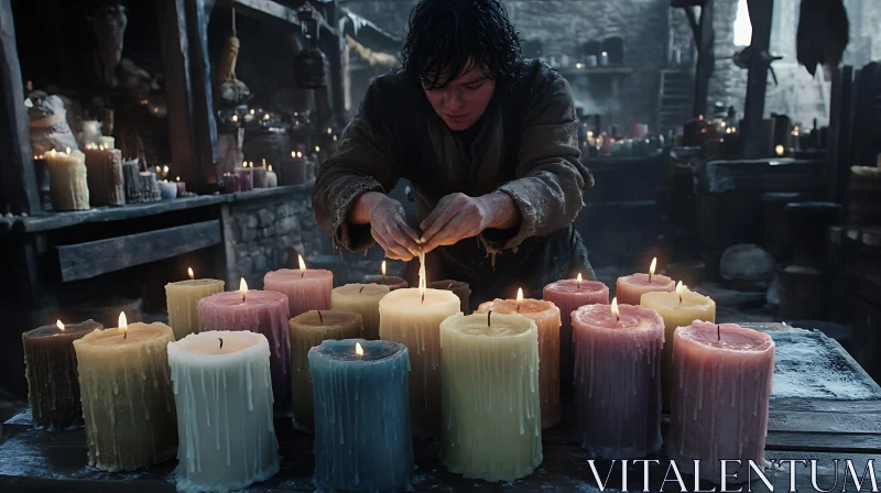 Illuminating Craftsmanship: A Candle Maker's Dedication AI Image