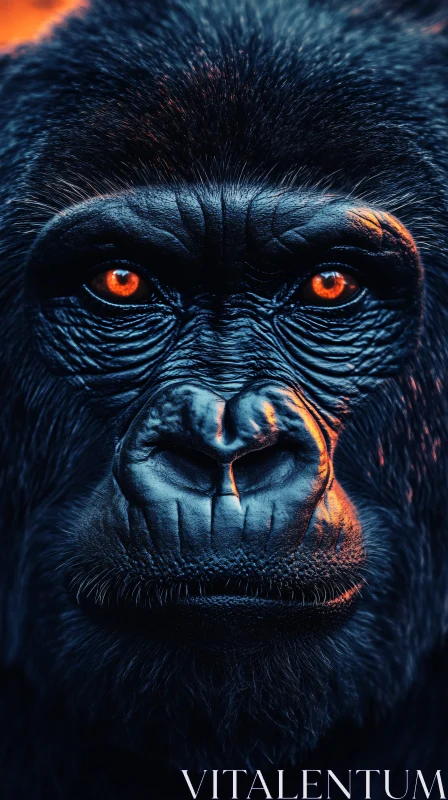 Gorilla Face Close-Up with Intense Gaze AI Image