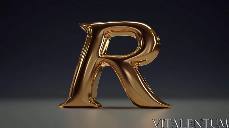 AI ART Letter R Golden Design