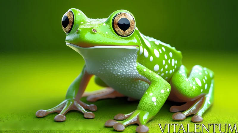 Lime Green Frog with White Spots AI Image