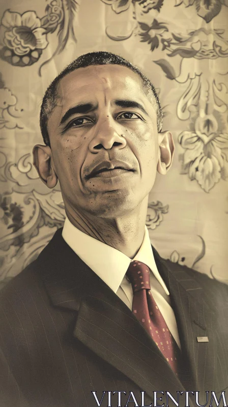 AI ART Vintage Portrait of Barack Obama in Formal Attire