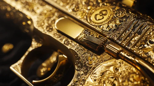 Detailed View of Luxurious Gold-Plated Firearm