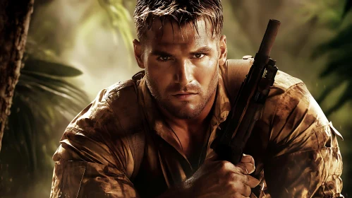 Man with Weapon in Jungle