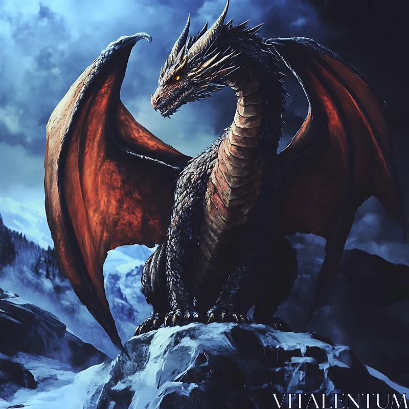 Dragon Guardian of the Peaks AI Image