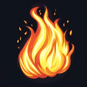 Animated Fire Illustration on Dark Background