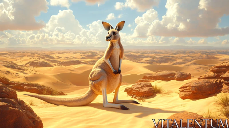 Kangaroo in Desert AI Image