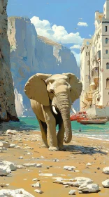 Coastal Elephant and Cliffs