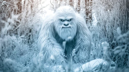 Snowy Yeti in a Frozen Forest