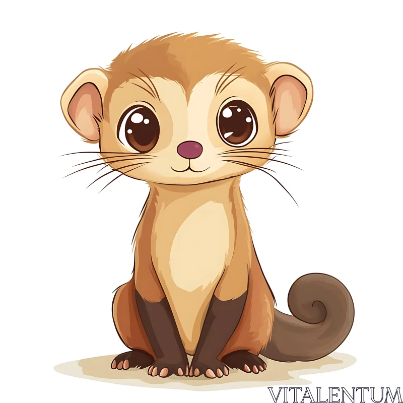 Adorable Ferret Cartoon Art AI Image