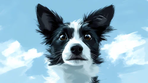 Artistic Dog Painting Sky Background