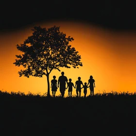 Silhouette Family at Sunset