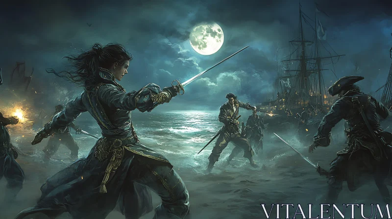 AI ART Pirate Swords Under Moonlight