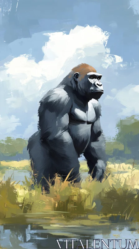 Gorilla in Nature Painting AI Image