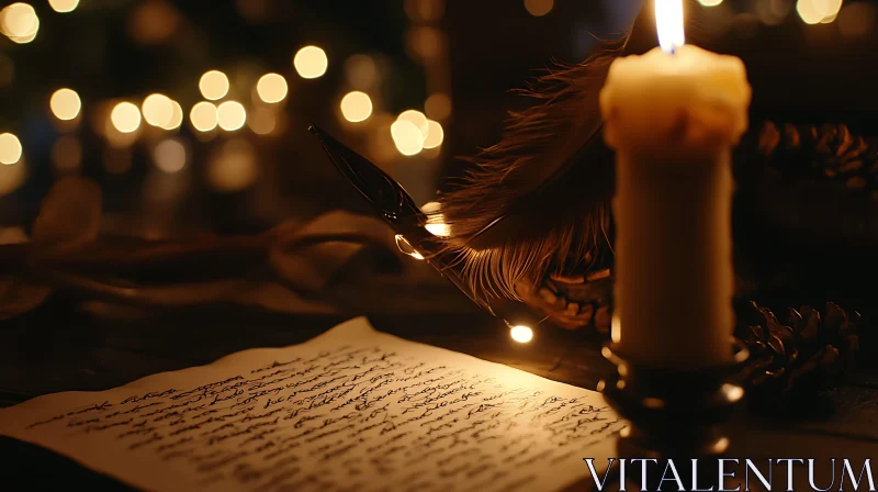 AI ART Warm Candlelight and Handwritten Letter