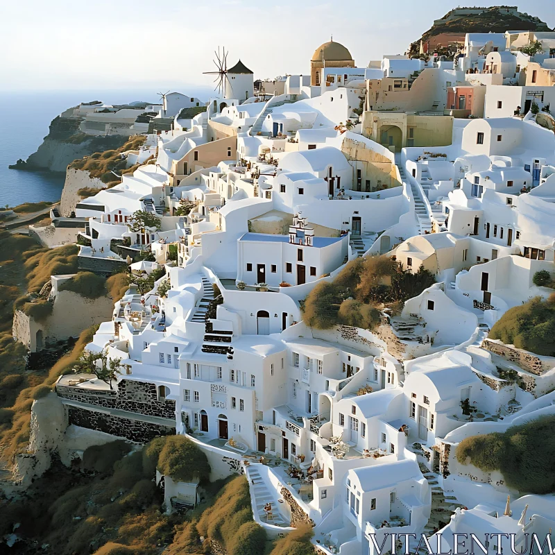 Santorini Village: A Classic Greek Vista AI Image