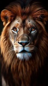 Lion Portrait with Intense Eyes