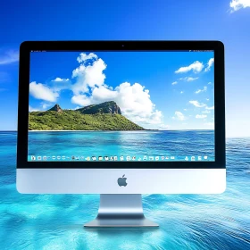 Serene Island on Apple iMac Screen