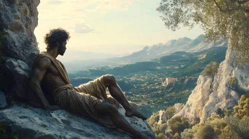Man Contemplating Nature Landscape